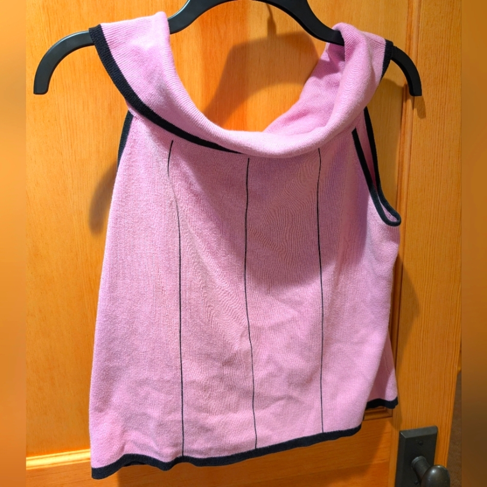 Pink And black Sleeveless Cowl Neck Top